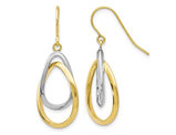 14K Yellow and White Gold Polished Shepherd Hook Dangle Earrings